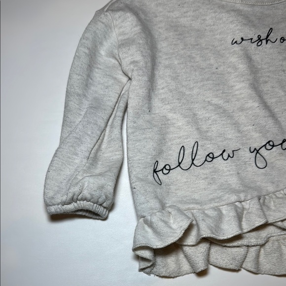 BCBG Girls French Terry Ruffle Top Size 18 Months Cream/Grey - Picture 2 of 9